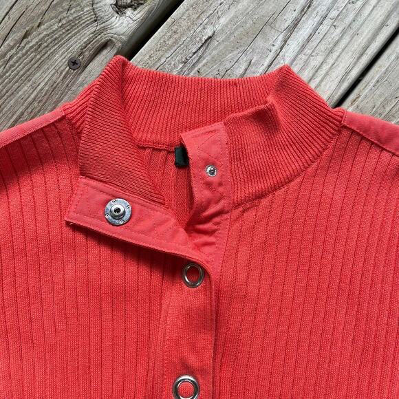 Lauren Ralph Lauren Women's Orange Ribbed Knit Snap Front Sweater Size M - Picture 3 of 6